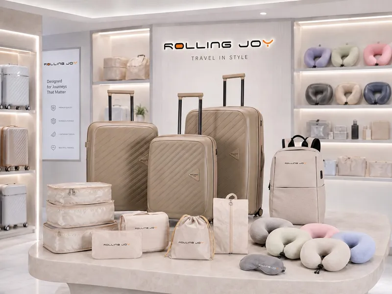 Rolling Joy OEM tan diagonal ribbed pp hard shell 3 piece set with beige backpack 20inch 24inch 28inch Virgin PP hard-shell, diagonal ribbed texture view 2