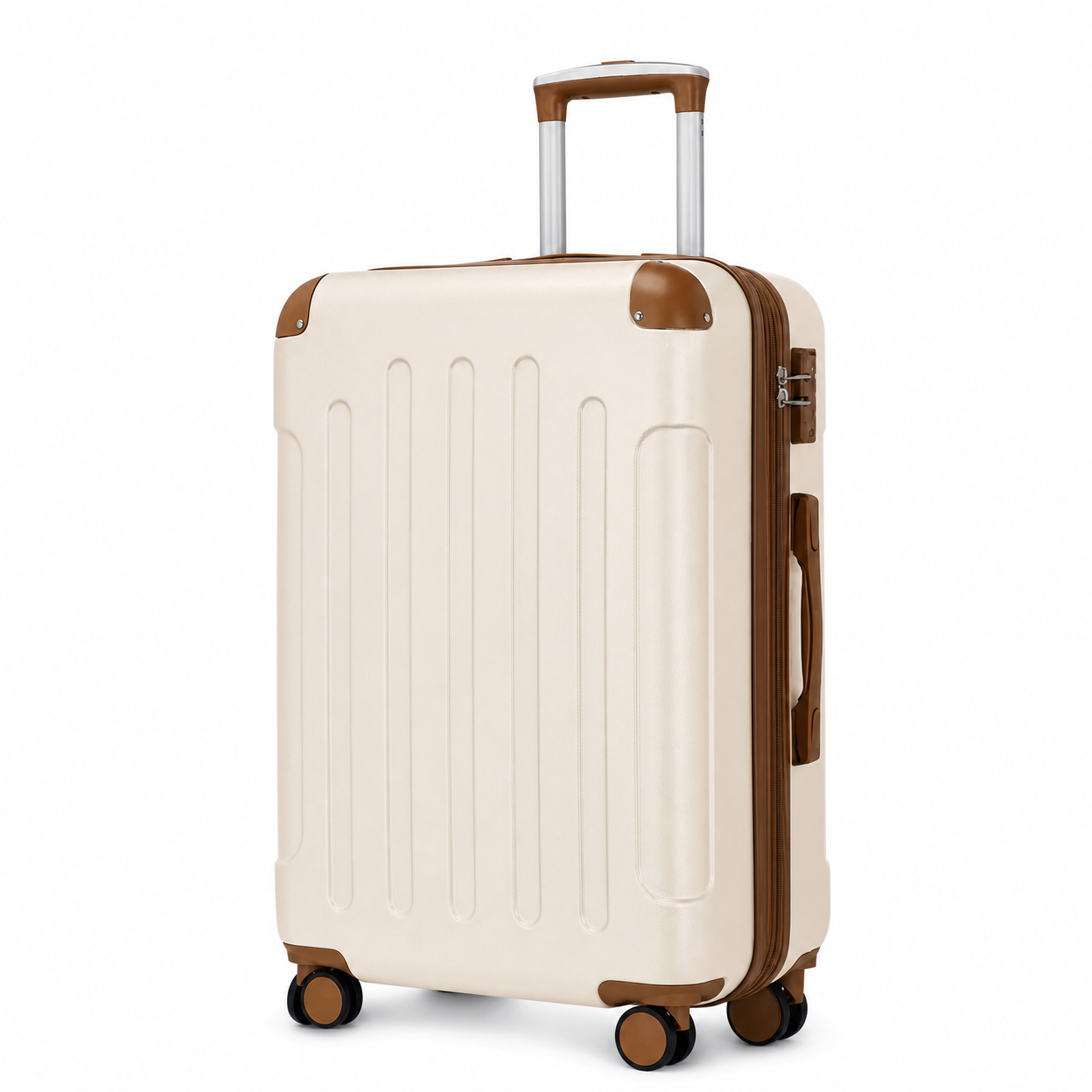 Rolling Joy OEM cream 6 piece pp hard shell set with duffel bag and pouch four trolleys 6 pieces — 4 hard-shell trolleys incl. vanity case duffel bag toiletry pouch Virgin PP hard-