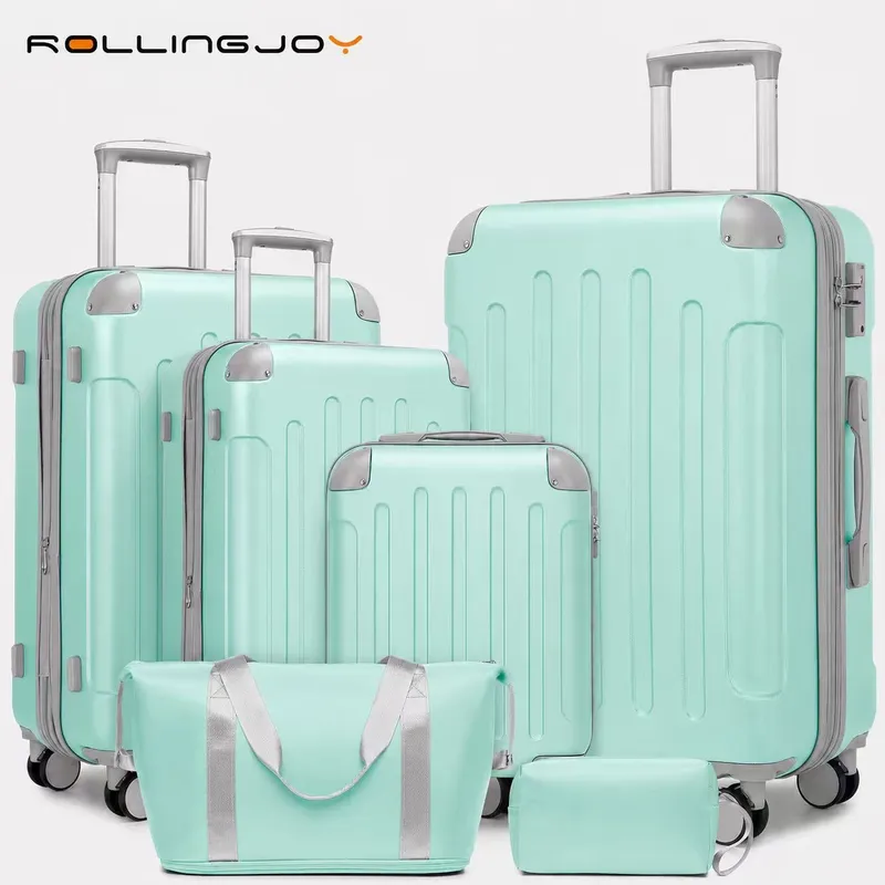 Rolling Joy OEM cream 6 piece pp hard shell set with duffel bag and pouch four trolleys 6 pieces — 4 hard-shell trolleys incl. vanity case duffel bag toiletry pouch Virgin PP hard- view 3