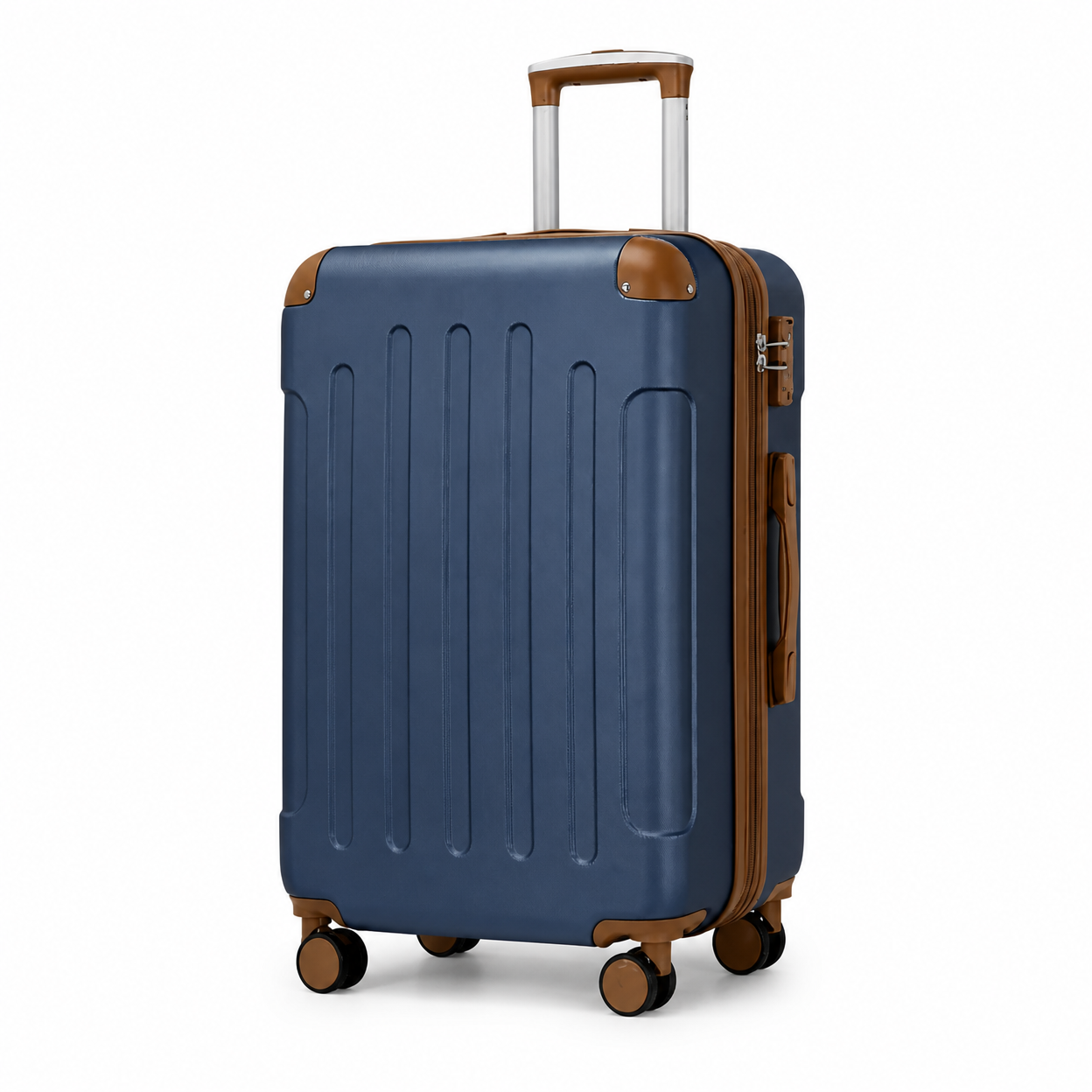 Rolling Joy OEM navy 6 piece pp hard shell set with duffel bag and pouch four trolleys 6 pieces — 4 hard-shell trolleys incl. vanity case duffel bag toiletry pouch Virgin PP hard-s