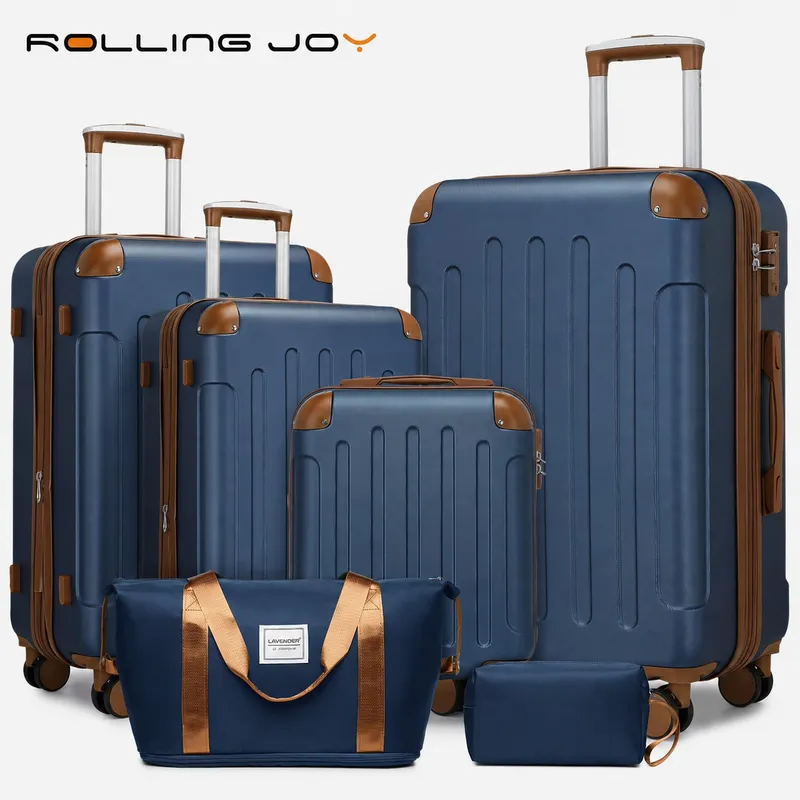 Rolling Joy OEM cream 6 piece pp hard shell set with duffel bag and pouch four trolleys 6 pieces — 4 hard-shell trolleys incl. vanity case duffel bag toiletry pouch Virgin PP hard- view 5