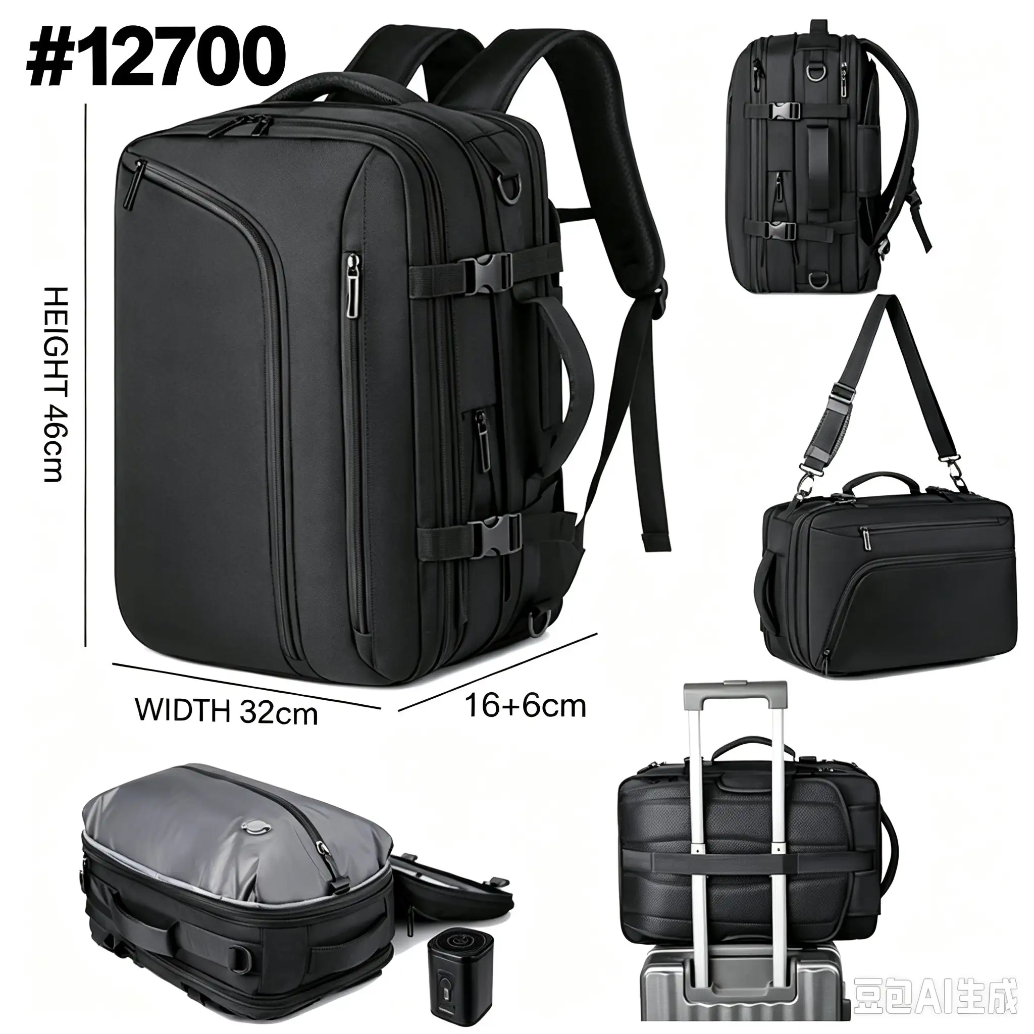 Rolling Joy OEM #12700 multi-function travel backpack 46 x 32 x 16 6cm view 2