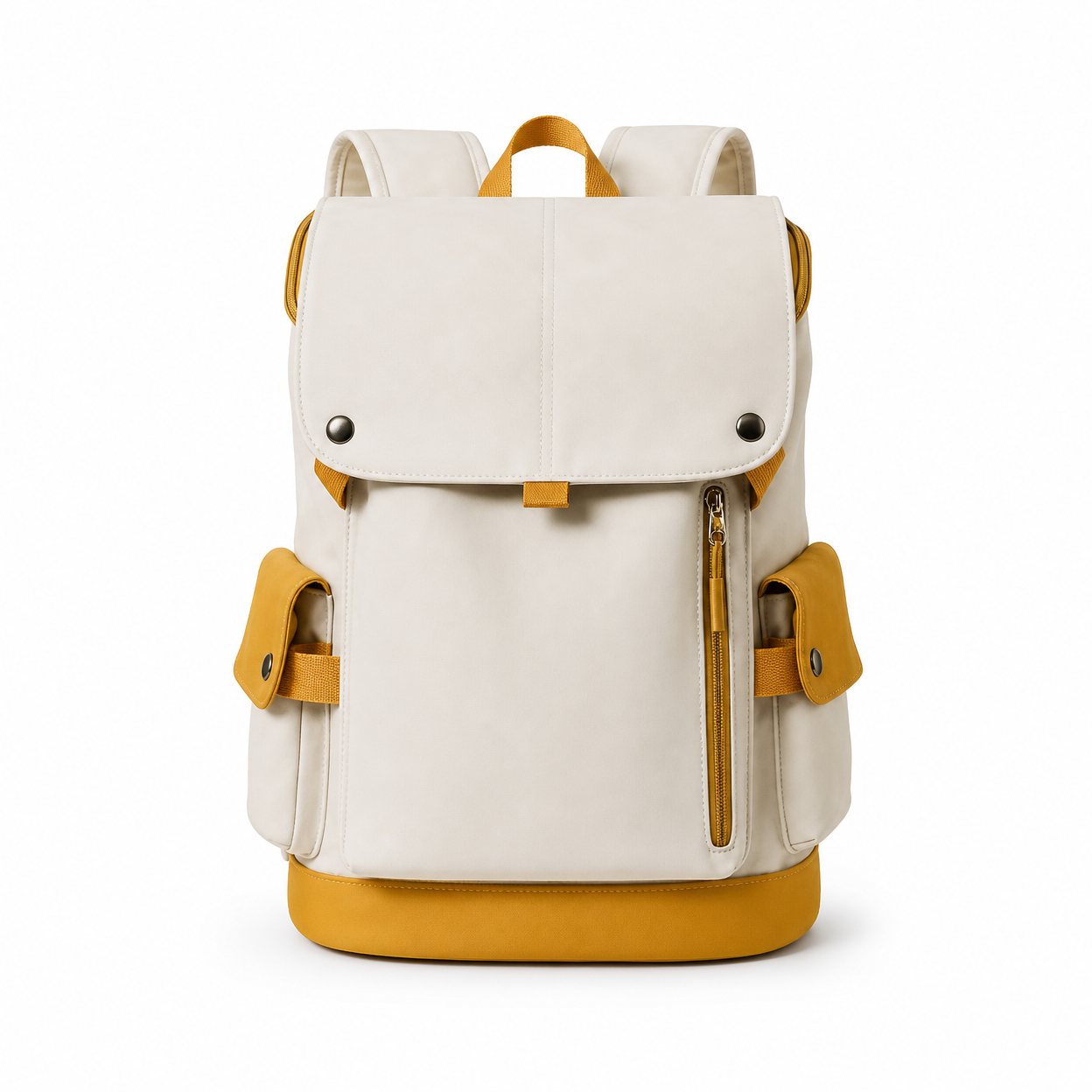Rolling Joy OEM #3700-1 flap top casual backpack cream yellow 42 x 30 x 15cm