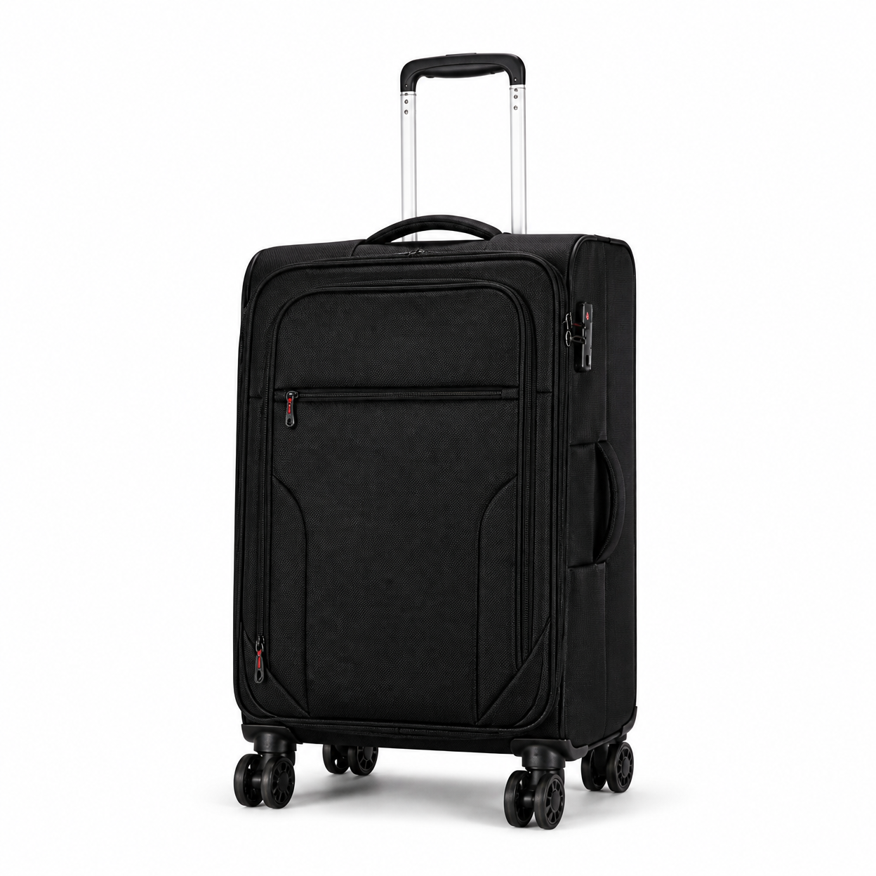 Rolling Joy OEM Rolling Joy fabric luggage IP430 CZ007 black diamond quilted trolley case with external TSA lock 20inch 24inch 28inch non-expandable Diamond-quilted fabric