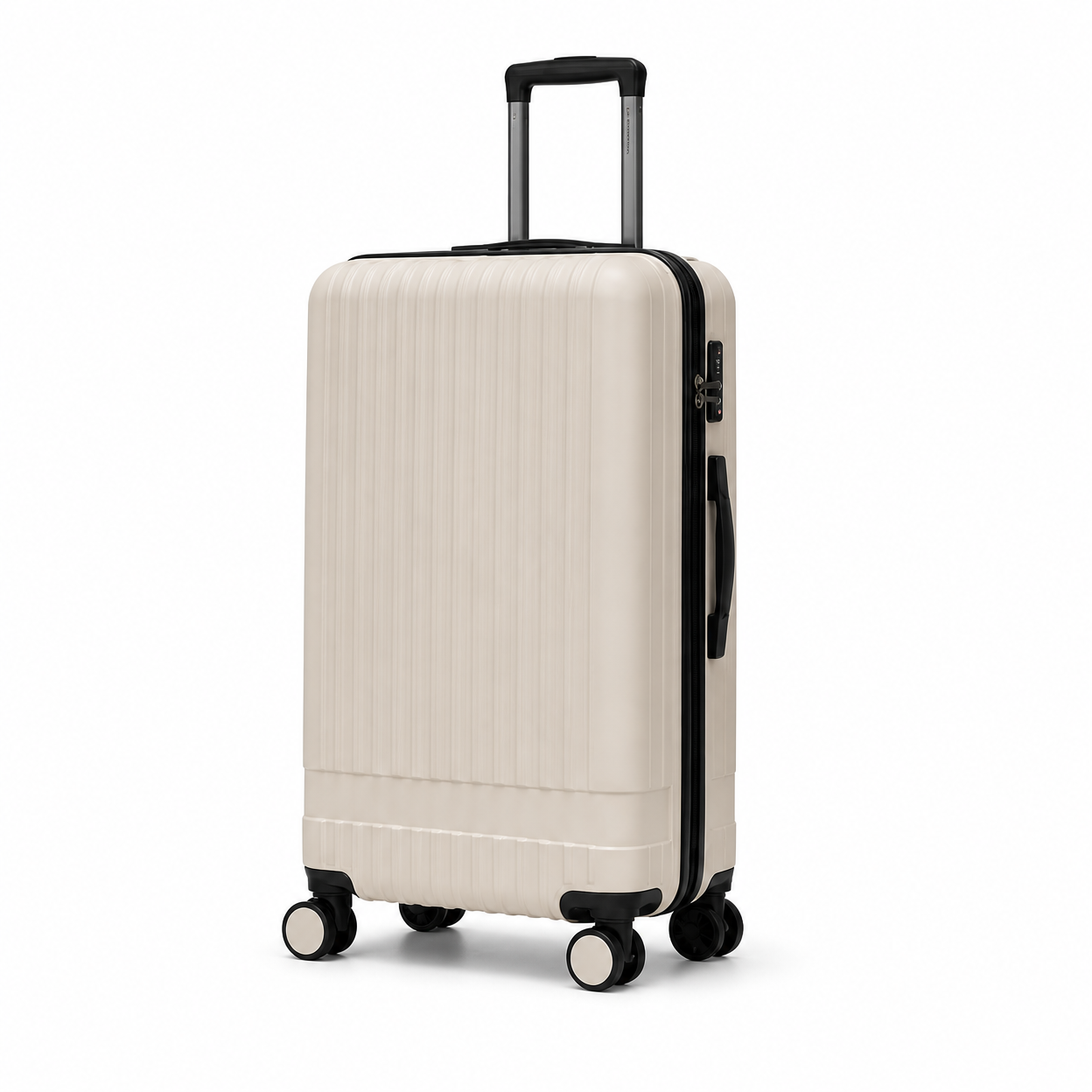 Rolling Joy OEM Rolling Joy cream beige vertical ribbed ABS PC hard shell trolley case set 196 20 24 28 inch 20inch Carry-On 24inch Checked 28inch Checked ABS+PC composite hard she