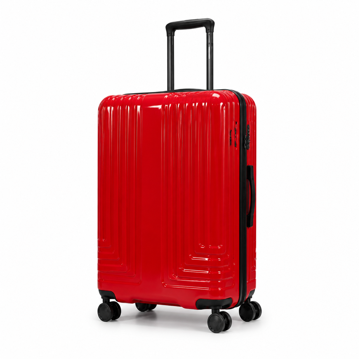 Rolling Joy OEM Rolling Joy red front opening expandable ABS PC hard shell trolley case set 20 24 28 inch anti theft zipper spinner 20inch 24inch 28inch 3-piece ABS+PC composite ha