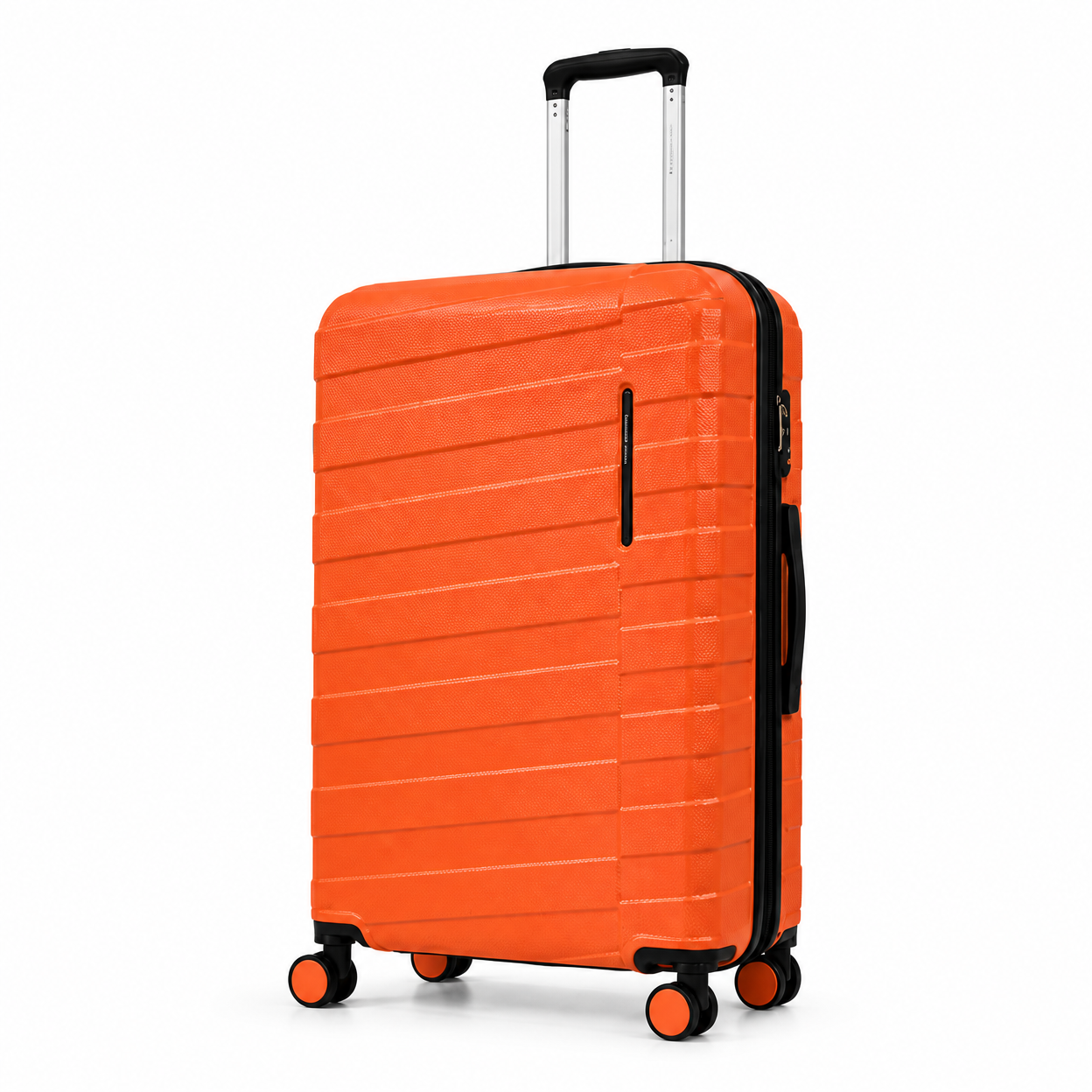 Rolling Joy OEM Rolling Joy orange 4 piece ABS hard shell trolley case set 14 20 24 28 inch 3 colors pink black horizontal ribbed 14inch 20inch 24inch 28inch 4-piece ABS hard shell