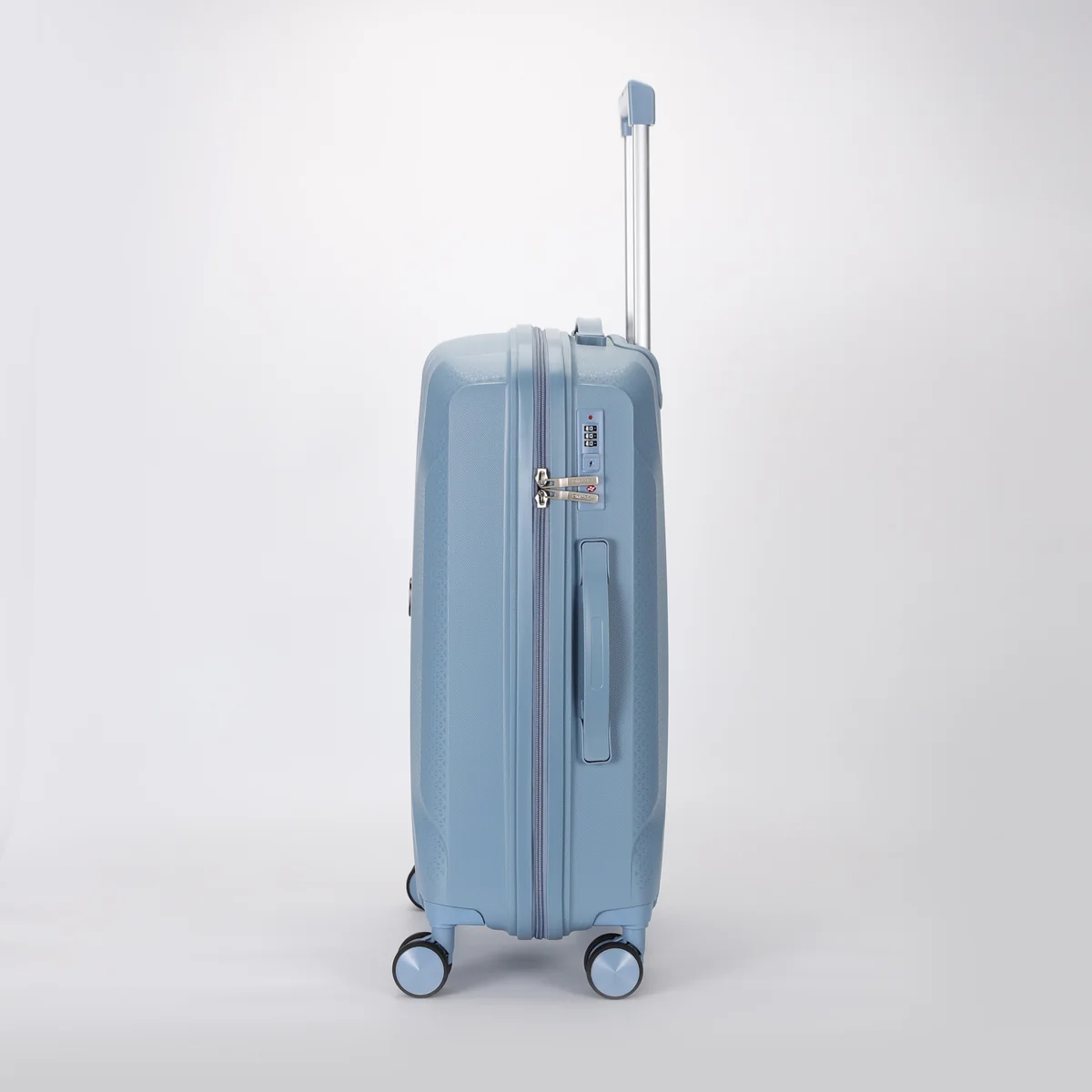 Rolling Joy OEM PP hard-shell trolley TSA lock and handle detail view 3