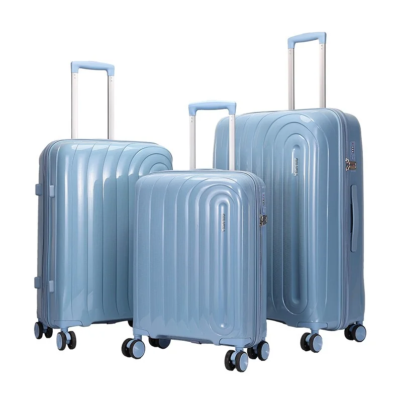 Rolling Joy OEM PP trolley case set gray blue 3-piece color view 3