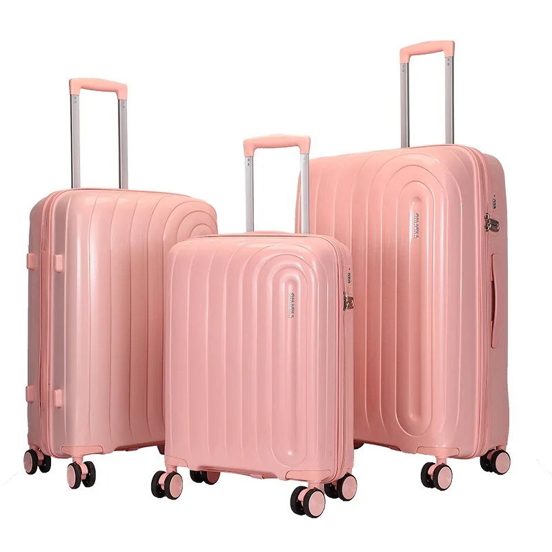 Rolling Joy OEM PP trolley case set light pink 3-piece color view 4