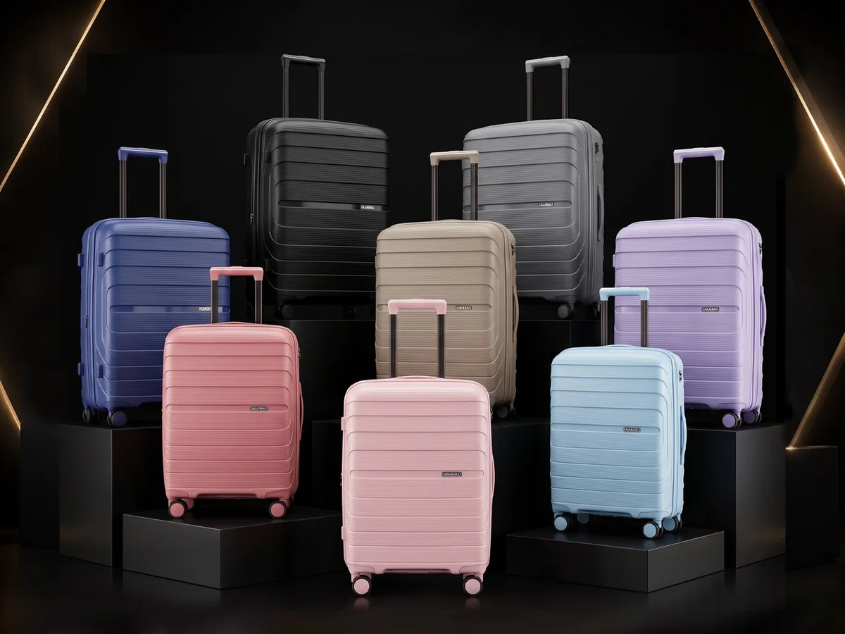 Rolling Joy Europe style horizontal rib PP trolley case set 8 colors wholesale